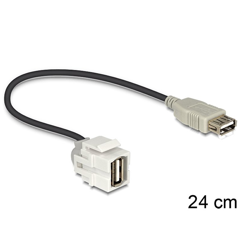 Keystone USB2.0 A Buchse > USB2.0 A Buchse 250° mit Kabel