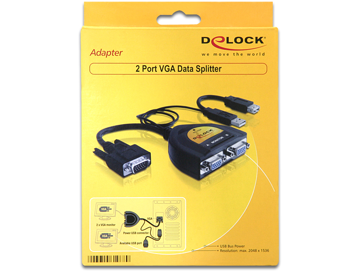 Delock 2 Port VGA Data Splitter 450 MHz