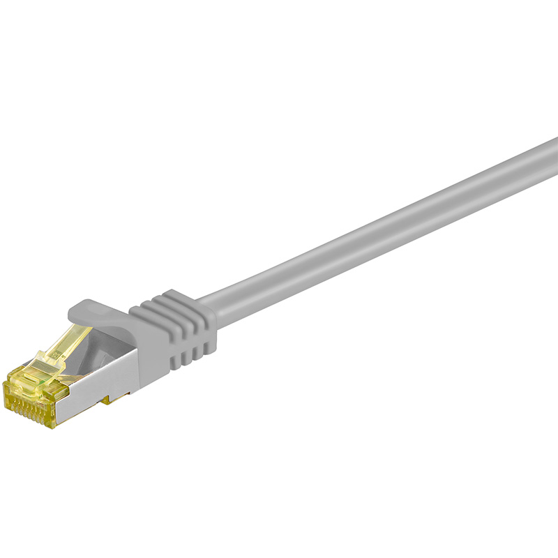 RJ45 Patchkabel S/FTP (PiMF), m. CAT 7 Rohkabel; LS0H; S/FTP 00.50 m - grau