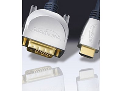 Clicktronic HDMI - DVI Kabel  5.00 m, 24+1, mit Ferriten, vergoldet, bis 1080p