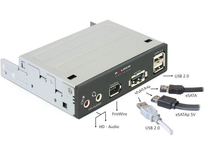 Delock 3.5" Mutlipanel eSATAp/USB 2.0/FireWire/HD-Audio