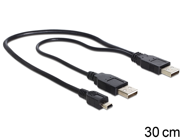 Delock Kabel 2 x USB 2.0-A Stecker > USB mini 5-pol