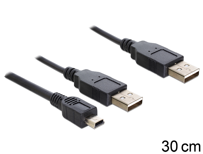 Delock Kabel 2 x USB 2.0-A Stecker > USB mini 5-pol