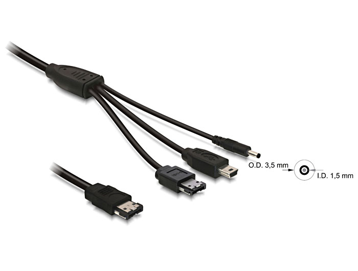 Delock Kabel eSATAp 5V > eSATA/mini USB/DC 1m