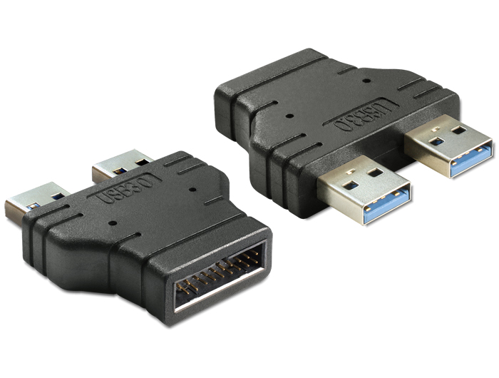 Delock Adapter USB 3.0 Pin Header Stecker > 2 x USB 3.0-A Stecker - nebeneinander