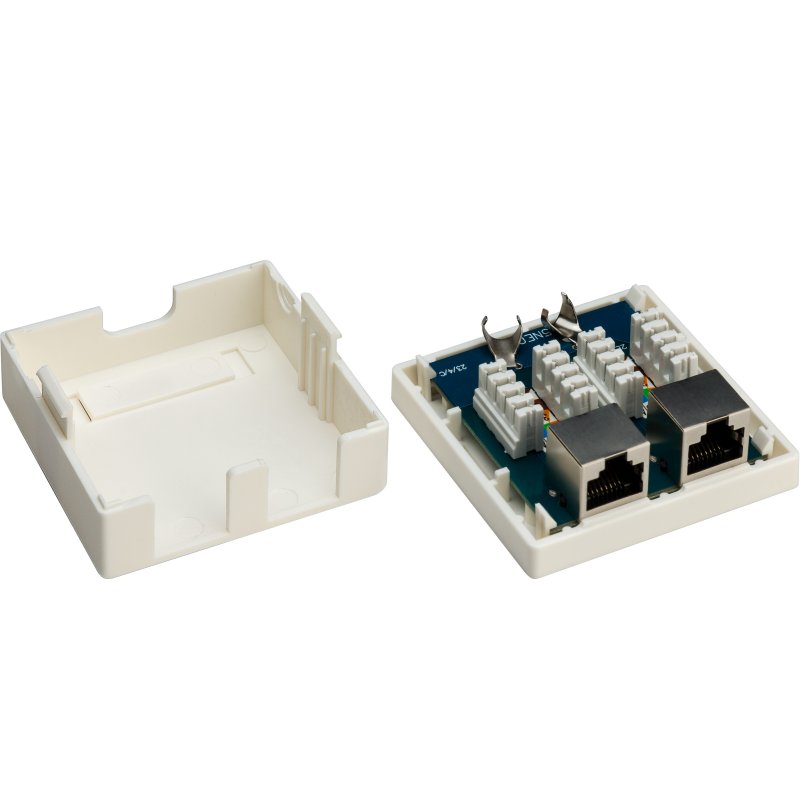 2-port RJ45 Anschlussdose, CAT 6, STP