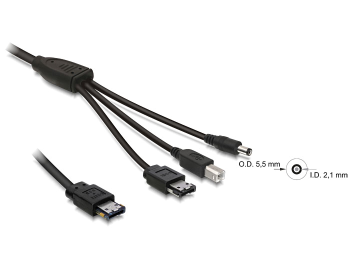 Delock Kabel eSATAp 12V > eSATA/USB-B/DC 1m