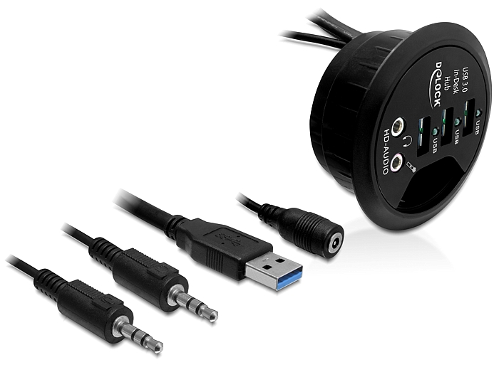 Delock Tisch-Hub 3 Port USB 3.0 + HD-Audio Ports