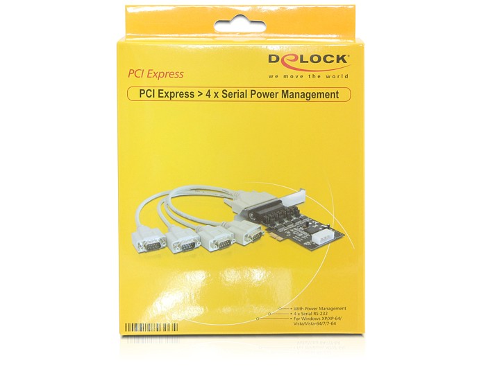 Delock PCI Express Karte > 4 x Seriell mit Spannungsversorgung