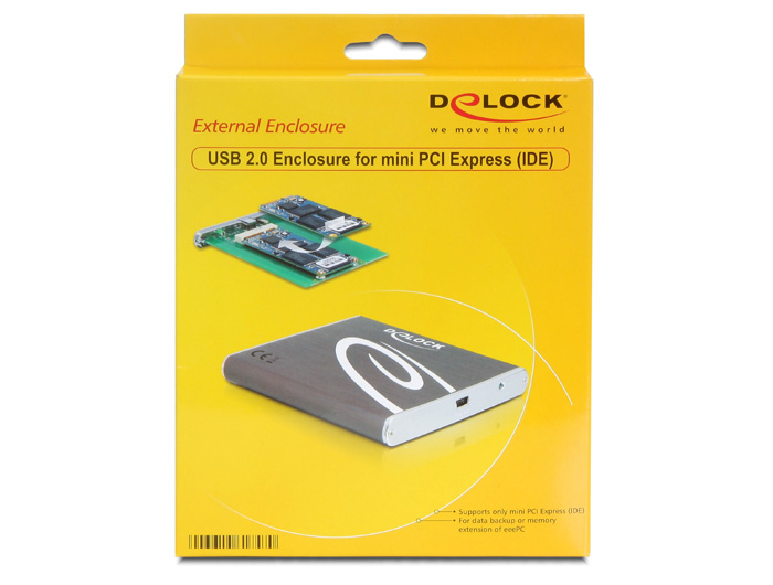 Delock Externes USB 2.0 Gehäuse für mini PCI Express (IDE)