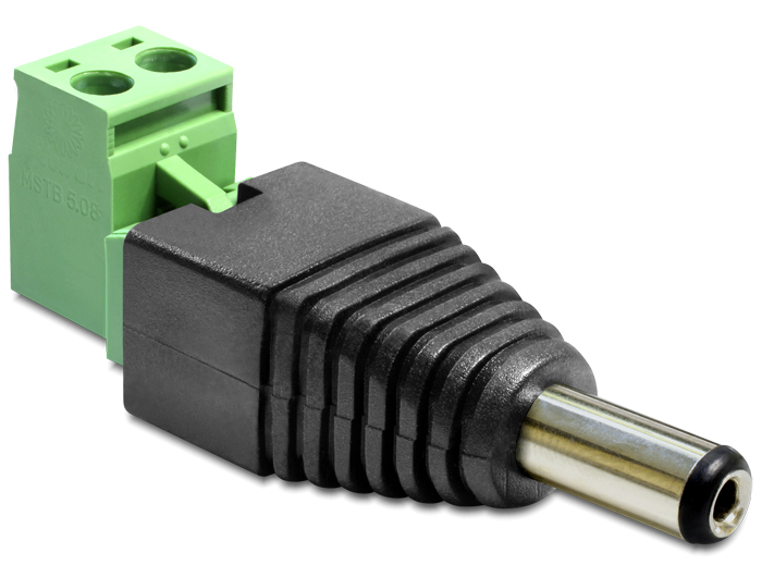 Delock Adapter DC 2,5 x 5,5 mm Stecker > Terminalblock 2 Pin 2-teilig