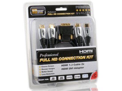 High End HDMI Verbindungsset 2 x HDMI 1.3 Kabel 1,50m und 1x HDMI auf DVI Adapte