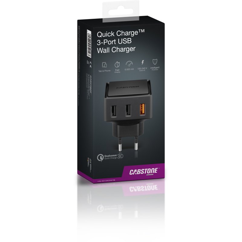 Quick Charge 3-Port USB Schnellladegerät für Steckdosen