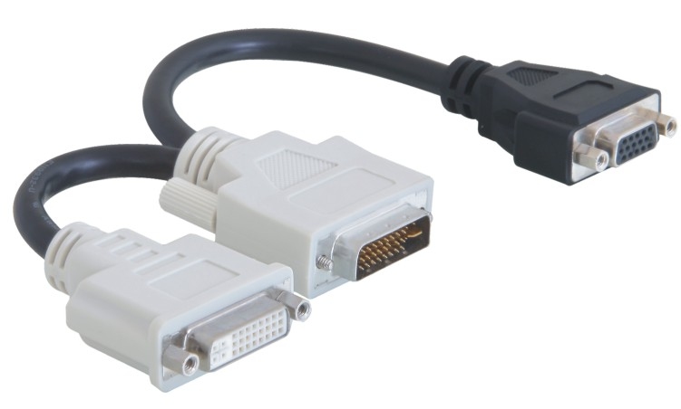 Kabel DVI Splitterkabel DVI-I ST zu DVI BU und VGA BU