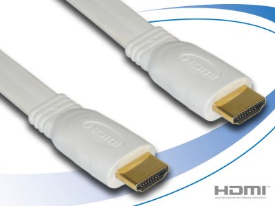 Purelink HDMI 1.3 Flachkabel Farbe weiss 2.00m vergoldete Kontakte