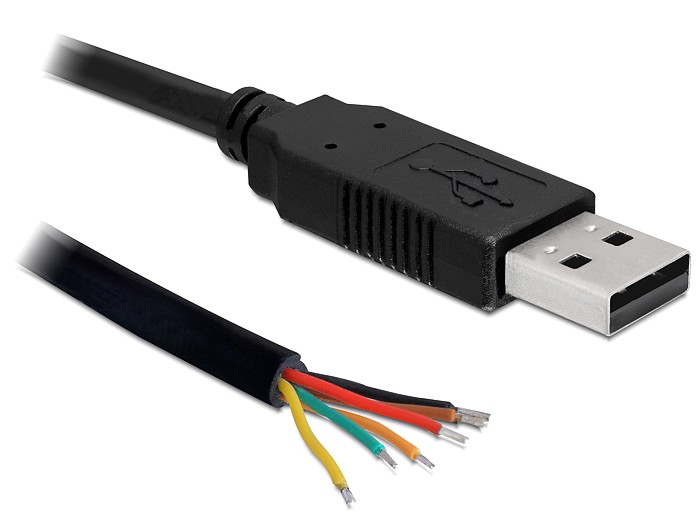 Delock Konverter USB 2.0 Stecker > Seriell-TTL 6 offene Kabelenden 1,8 m (3,3 V)