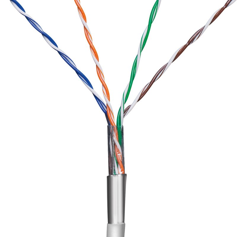 CAT 5e Netzwerkkabel, F/UTP, LSZH-konform, AWG 24/1 (solid) CU (Kupfer), (Grau) - 305 Meter Rolle