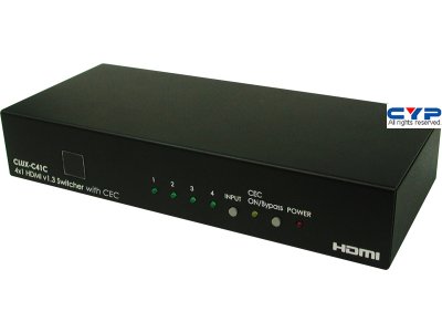 4x1 HDMI Switcher 4 by 1 V1.3 mit CEC, RS232 und Fernbedienung (CLUX-C41)