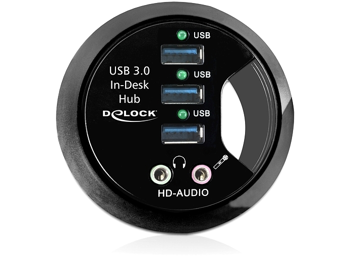 Delock Tisch-Hub 3 Port USB 3.0 + HD-Audio Ports