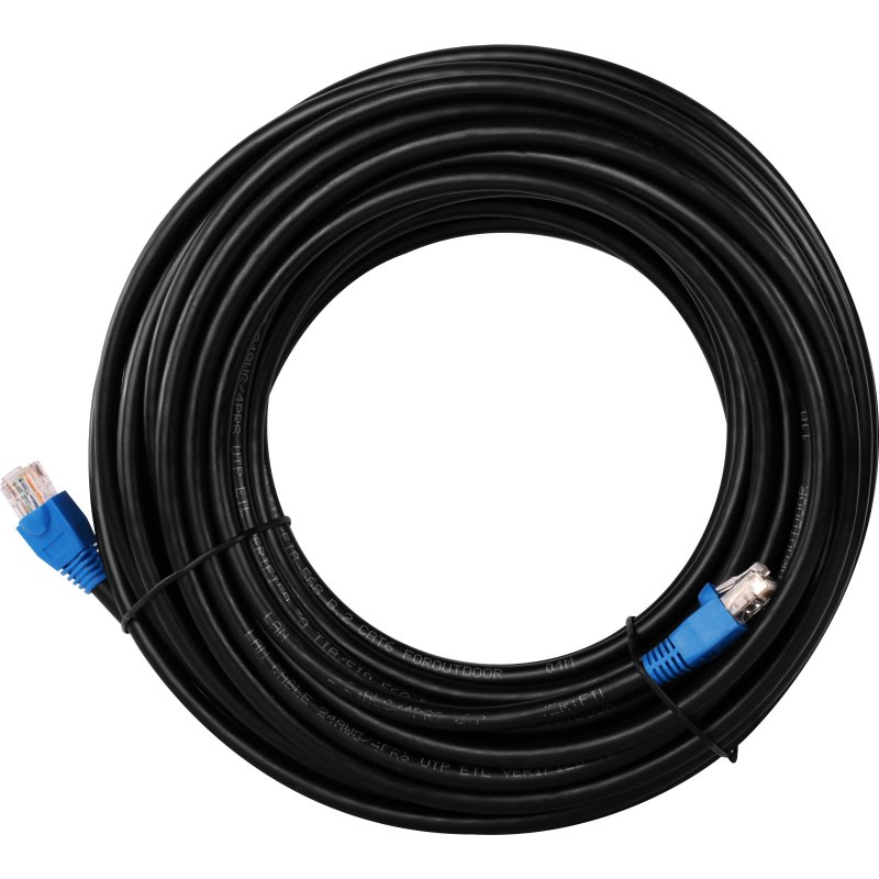 CAT 6 Outdoor-Patchkabel, U/UTP, Schwarz, Blau 50 Meter