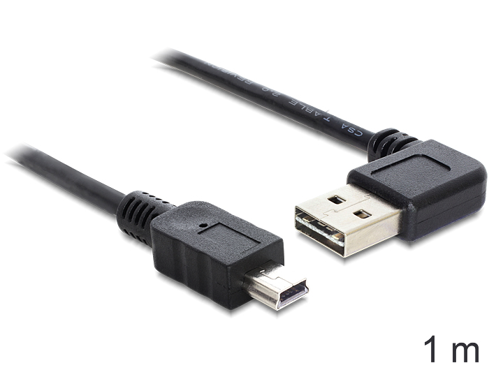 Delock Kabel EASY-USB 2.0-A Stecker gewinkelt > USB 2.0 mini Stecker 1 m